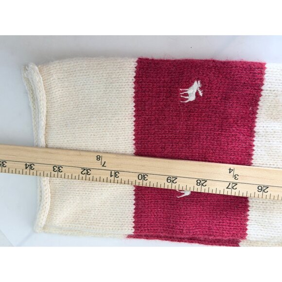 Vtg Abercrombie Scarf Moose‎ Logo Wool Blend Red Striped Knit Winter - Picture 6 of 9